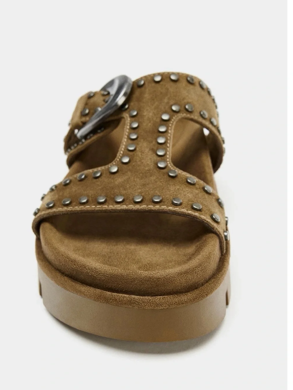 Zara Studded Split Suede Platform Sandal